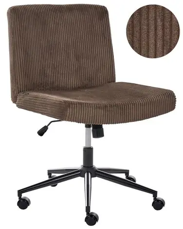 Desk Chair GEDDES Corduroy Dark Brown - Home Office