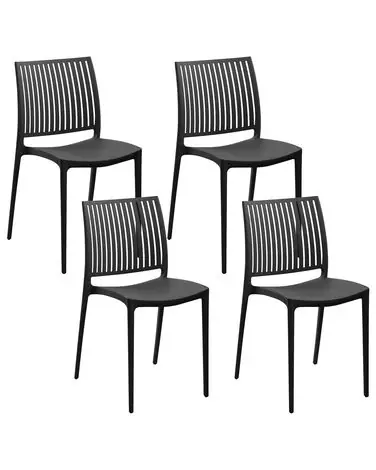 Set of 4 Garden Chairs ILLUMANI Black - Garden & Balcony