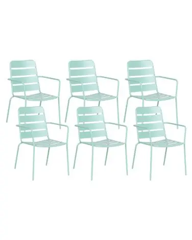 Set of 6 Garden Chairs TERENZO Metal Mint Green - Garden & Balcony
