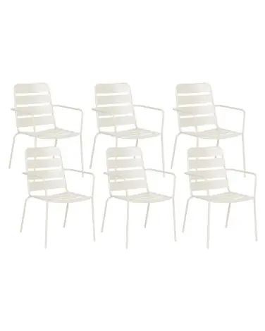 Set of 6 Garden Chairs TERENZO Metal Light Beige - Garden & Balcony
