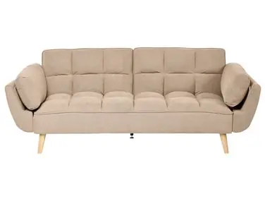 Sofa Bed 3 Seater ASBY Fabric Light Brown - Living Room