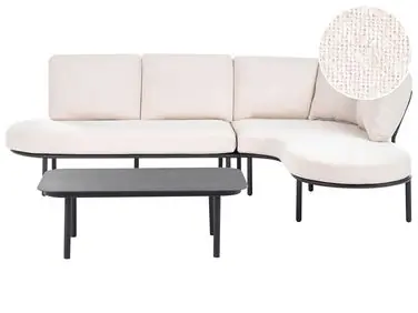 Sofá de jardín con mesa 4 plazas POLLINA Negro Metal - Jardín y balcón
