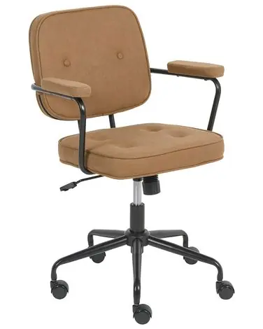 Desk Chair Swivel PAWNEE Fabric Light Brown - Home Office