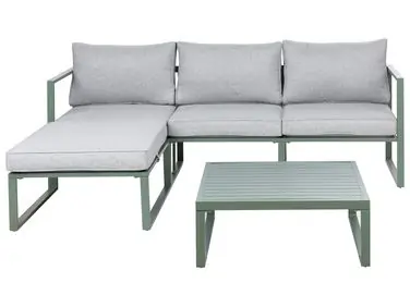 Garden Corner Sofa with Table 3 Seater OLANG Green Metal - Garden & Balcony