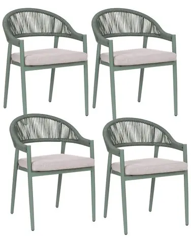 Set of 4 Garden Chairs with Cushions ORMEA Metal Green - Garden & Balcony