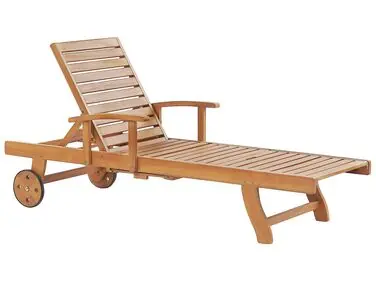 Sun Lounger JAVA Reclining Acacia Wood Light Brown - Garden & Balcony