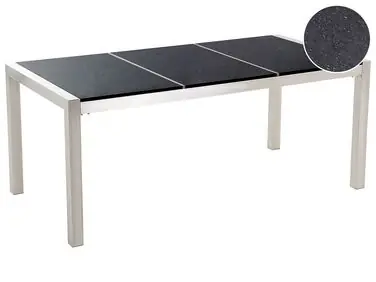 Mesa de jardín GROSSETO 180 cm 90 cm Pulido Granito Negro - Jardín y balcón