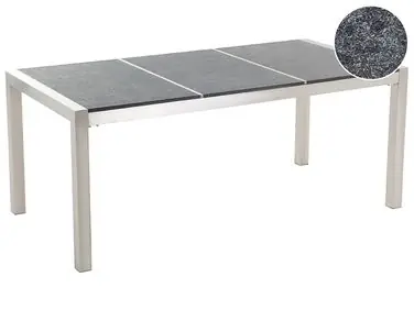 Mesa de jardín GROSSETO 180 cm 90 cm Flameado Granito Grafito - Jardín y balcón
