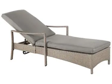 Sun Lounger with Cushion VASTO Reclining PE Rattan Taupe - Garden & Balcony