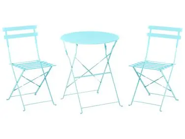 Bistro Set Folding FIORI Metal Turquoise - Garden & Balcony