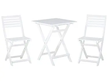 Bistro Set Folding FIJI Acacia Wood White - Garden & Balcony