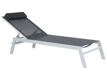 Sun Lounger CATANIA Reclining Metal Black - Garden & Balcony