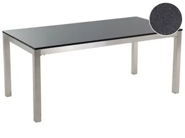 Mesa de jardín GROSSETO 180 cm 90 cm Pulido Granito Negro - Jardín y balcón