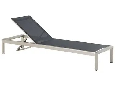 Sun Lounger FOSSATO Reclining Metal Black - Garden & Balcony