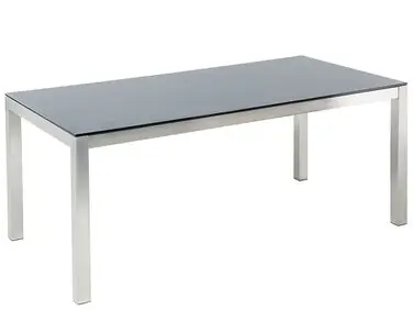 Mesa de jardín GROSSETO 180 cm 90 cm Vidrio templado Negro - Jardín y balcón
