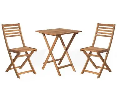 Bistro Set Folding FIJI Acacia Wood Light Brown - Garden & Balcony