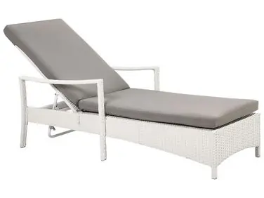 Sun Lounger with Cushion VASTO Reclining PE Rattan White - Garden & Balcony
