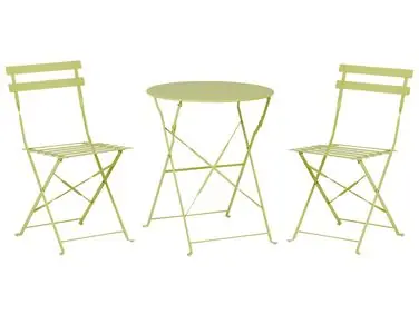 Bistro Set Folding FIORI Metal Lime Green - Garden & Balcony