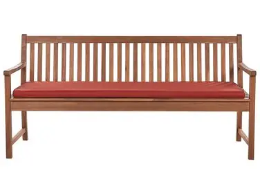Garden Bench with Cushion VIVARA 180 cm Certified Acacia Wood Dark Red - Garden & Balcony