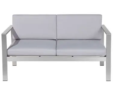 Banco de jardín con cojín SALERNO 142 cm Metal Gris claro - Jardín y balcón