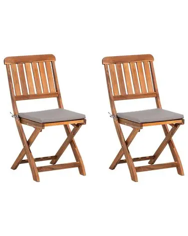 Conjunto de 2 sillas de jardín con cojines CENTO Madera de acacia Marrón - Jardín y balcón
