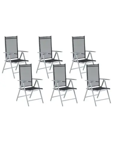 Set of 6 Garden Chairs CATANIA Metal Black - Garden & Balcony