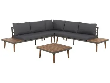 Garden Corner Sofa with Table 5 Seater CORATO Grey Acacia Wood - Garden & Balcony