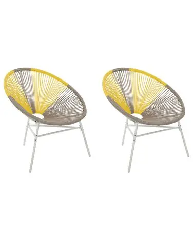Set of 2 Garden Chairs ACAPULCO PE Rattan Taupe - Garden & Balcony
