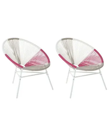 Conjunto de 2 sillas de jardín ACAPULCO Ratán sintético Fucsia - Jardín y balcón