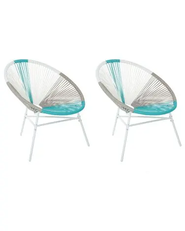 Set of 2 Garden Chairs ACAPULCO PE Rattan White - Garden & Balcony