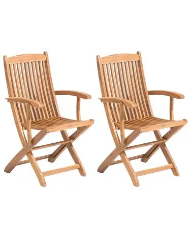 Set of 2 Garden Chairs MAUI Acacia Wood Light Brown - Garden & Balcony