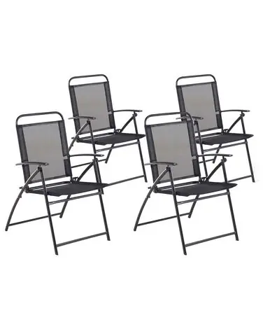 Set of 4 Garden Chairs LIVO Metal Black - Garden & Balcony