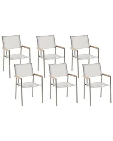 Set of 6 Garden Chairs GROSSETO Stainless Steel White - Garden & Balcony