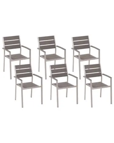 Set of 6 Garden Chairs VERNIO Grey - Garden & Balcony