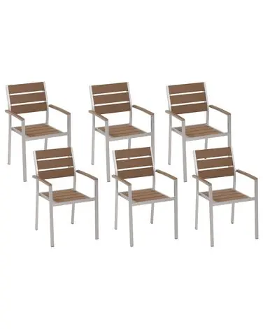 Set of 6 Garden Chairs VERNIO Brown - Garden & Balcony