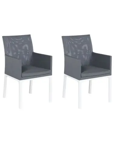 Set of 2 Garden Chairs with Cushions BACOLI Fabric Dark Grey - Garden & Balcony