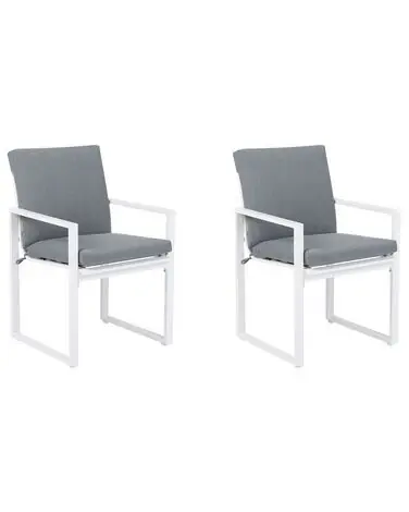 Set of 2 Garden Chairs with Cushions PANCOLE Fabric Grey - Garden & Balcony