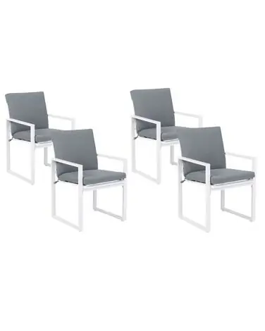 Conjunto de 4 sillas de jardín con cojines PANCOLE Tela Gris - Jardín y balcón