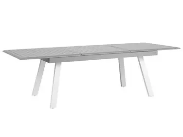 Extending Garden Dining Table PERETA 175/255 cm 100 cm Metal Light Grey - Garden & Balcony