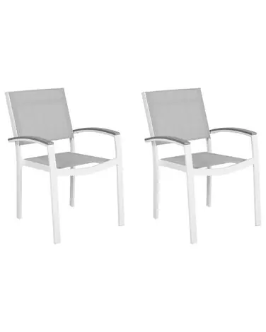 Conjunto de 2 sillas de jardín PERETA Metal Gris - Jardín y balcón