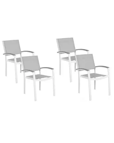 Set of 4 Garden Chairs PERETA Metal Grey - Garden & Balcony