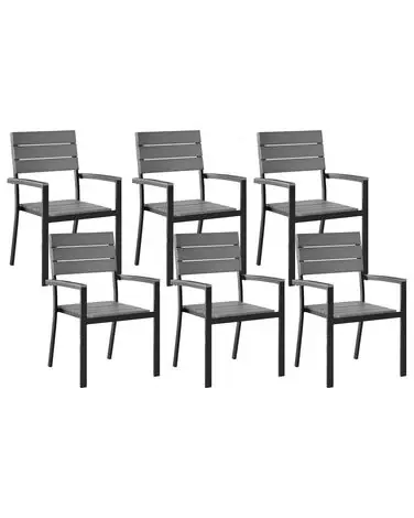 Set of 6 Garden Chairs COMO Grey - Garden & Balcony