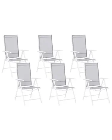 Set of 6 Garden Chairs CATANIA Metal Grey - Garden & Balcony