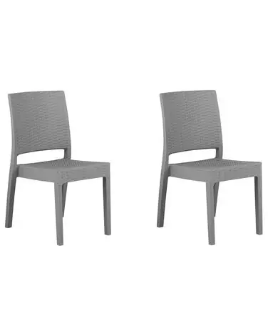 Conjunto de 2 sillas de jardín FOSSANO Material sintético Gris claro - Jardín y balcón