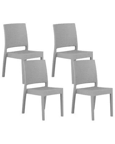 Set of 4 Garden Chairs FOSSANO Synthetic Material Light Grey - Garden & Balcony