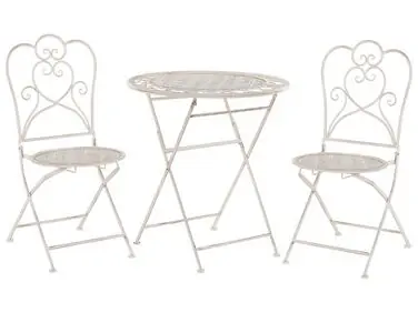 Bistro Set Folding TRIESTE Metal Light Beige - Garden & Balcony