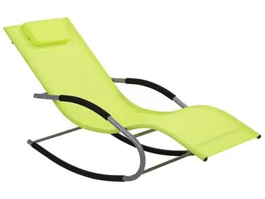 Rocking Sun Lounger CARANO Metal Lime Green - Garden & Balcony