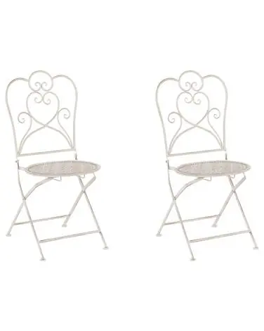 Set of 2 Garden Chairs TRIESTE Folding Metal Light Beige - Garden & Balcony