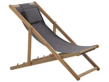 Folding Deck Chair AVELLINO Acacia Wood Grey - Garden & Balcony