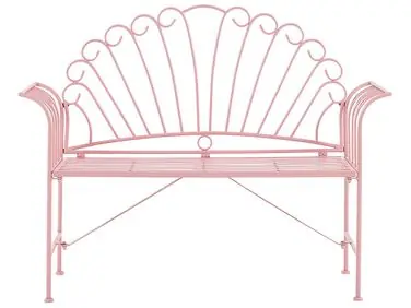 Garden Bench CAVINIA 125 cm Metal Pink - Garden & Balcony